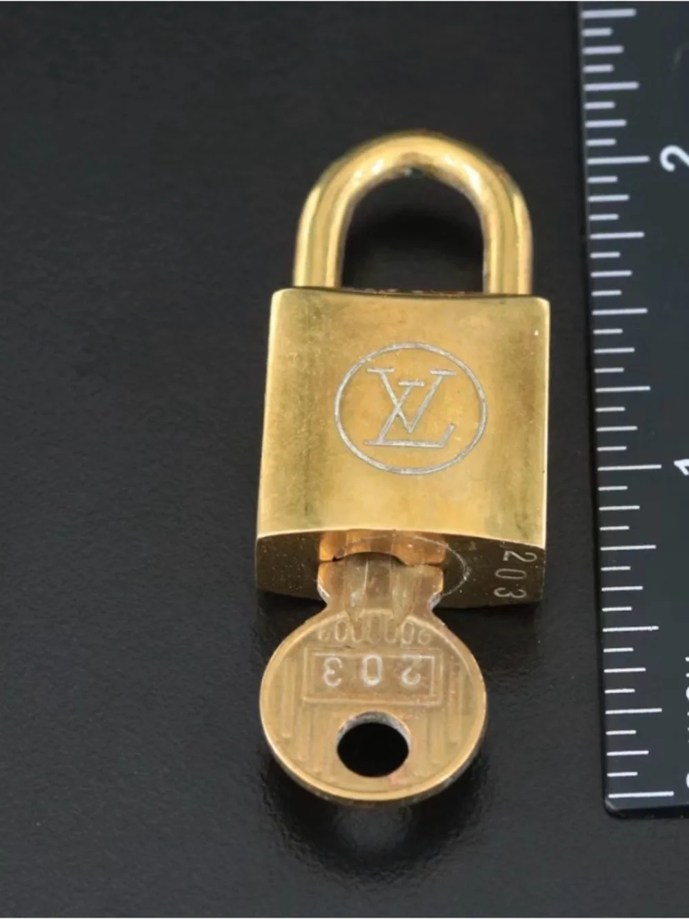 Louis Vuitton Vintage Gold-Tone Padlock with Key #203